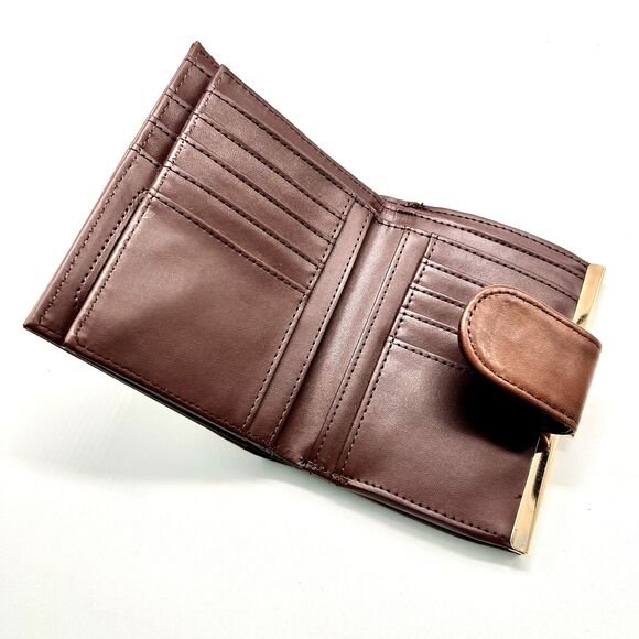 Vintage Buxton Bifold Wallet Velvet Touch Cowhide Brown Leather Snap Closure NWO - Picture 10 of 13